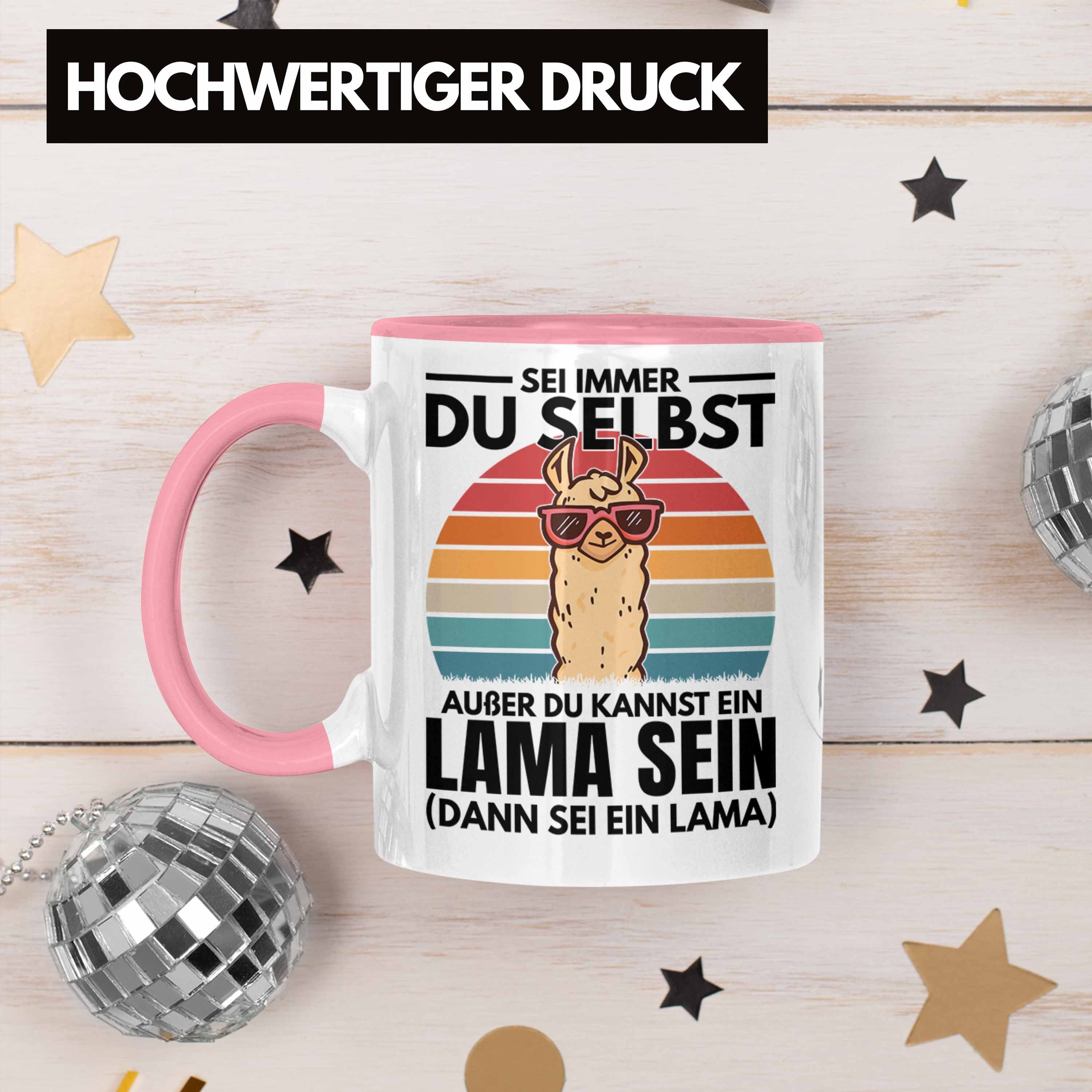 Trendation Tasse Trendation Du Immer Geschenkidee Rosa Sei Selbst - Tasse Alpaka Frauen Llama Geschenk Lama-Liebhaber