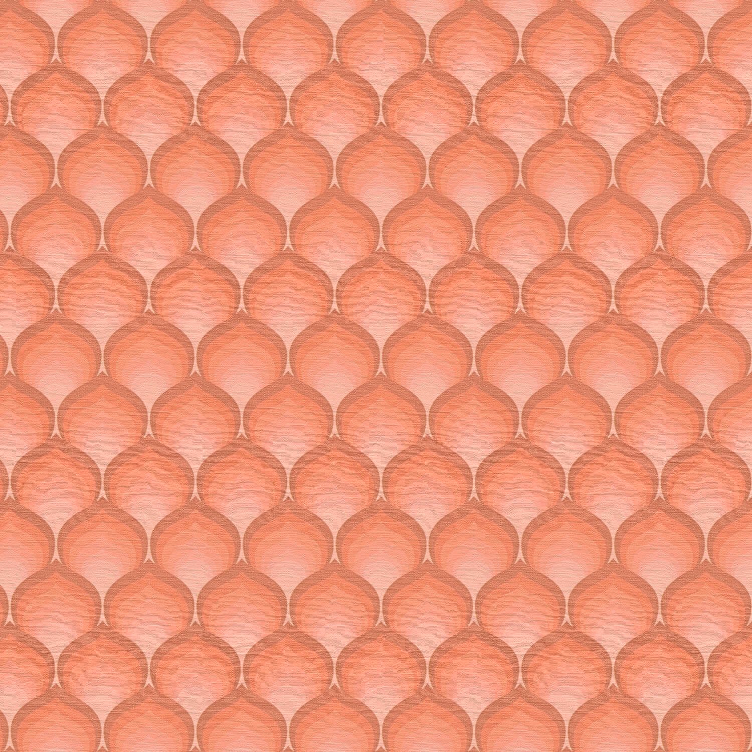 Profhome Vliestapete 395385-GU Retro Tapete grafisch matt orange lachs-rot, geprägt, (1 Rolle, 4,51 qm), heißgeprägte Vliestapete, orange