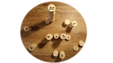 Prescher Spiel, Holzspiel Das Stuhrer Eselspiel mit 81 Spielsteine für 2 - 6 Spieler ~ 4 Stapel