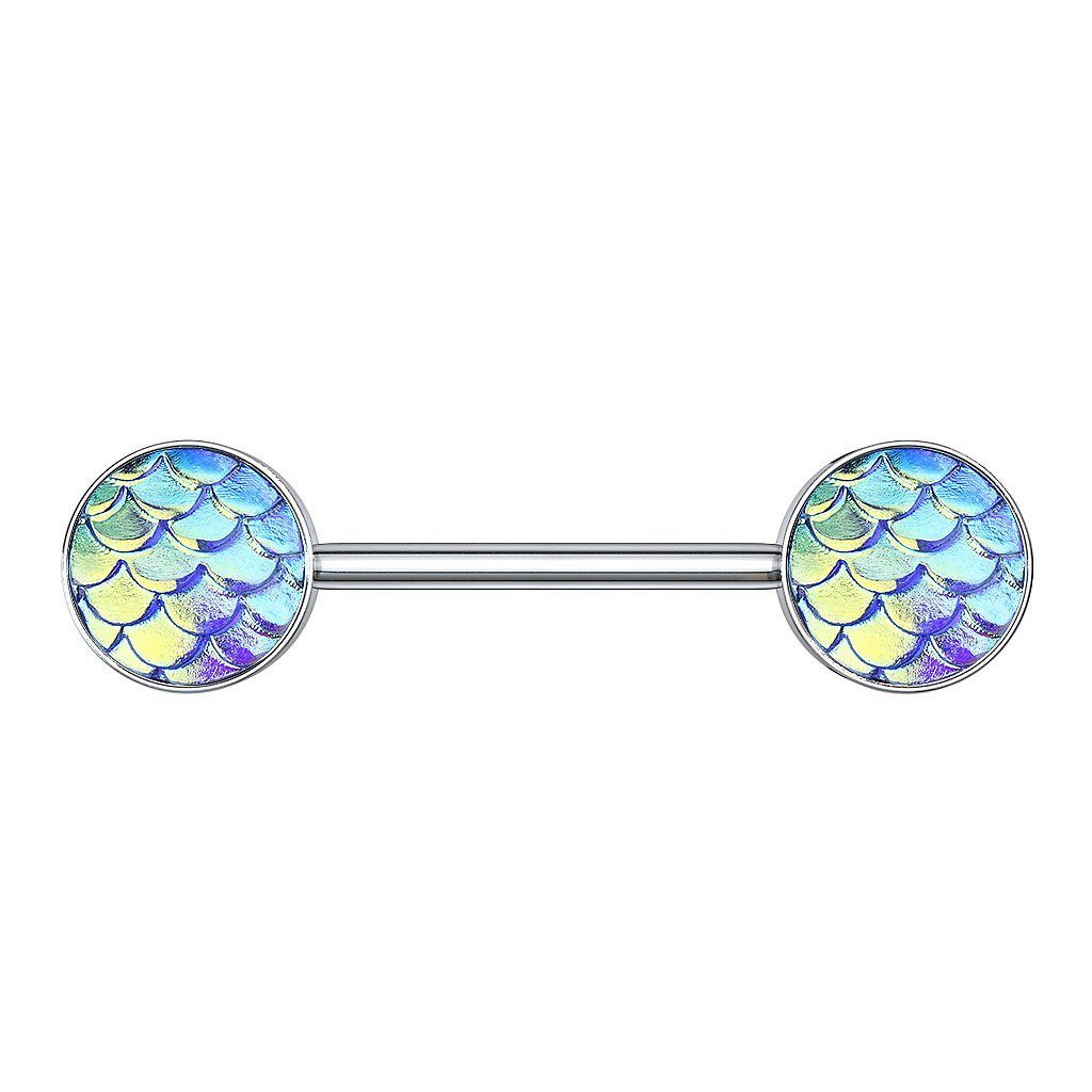 Taffstyle Intimpiercing Intim Brustpiercing Barbell Rainbow Effekt Kopf, Intim Brustwarzen Intimpiercing Barbell Brust Piercing Tribal Barbell Hellblau