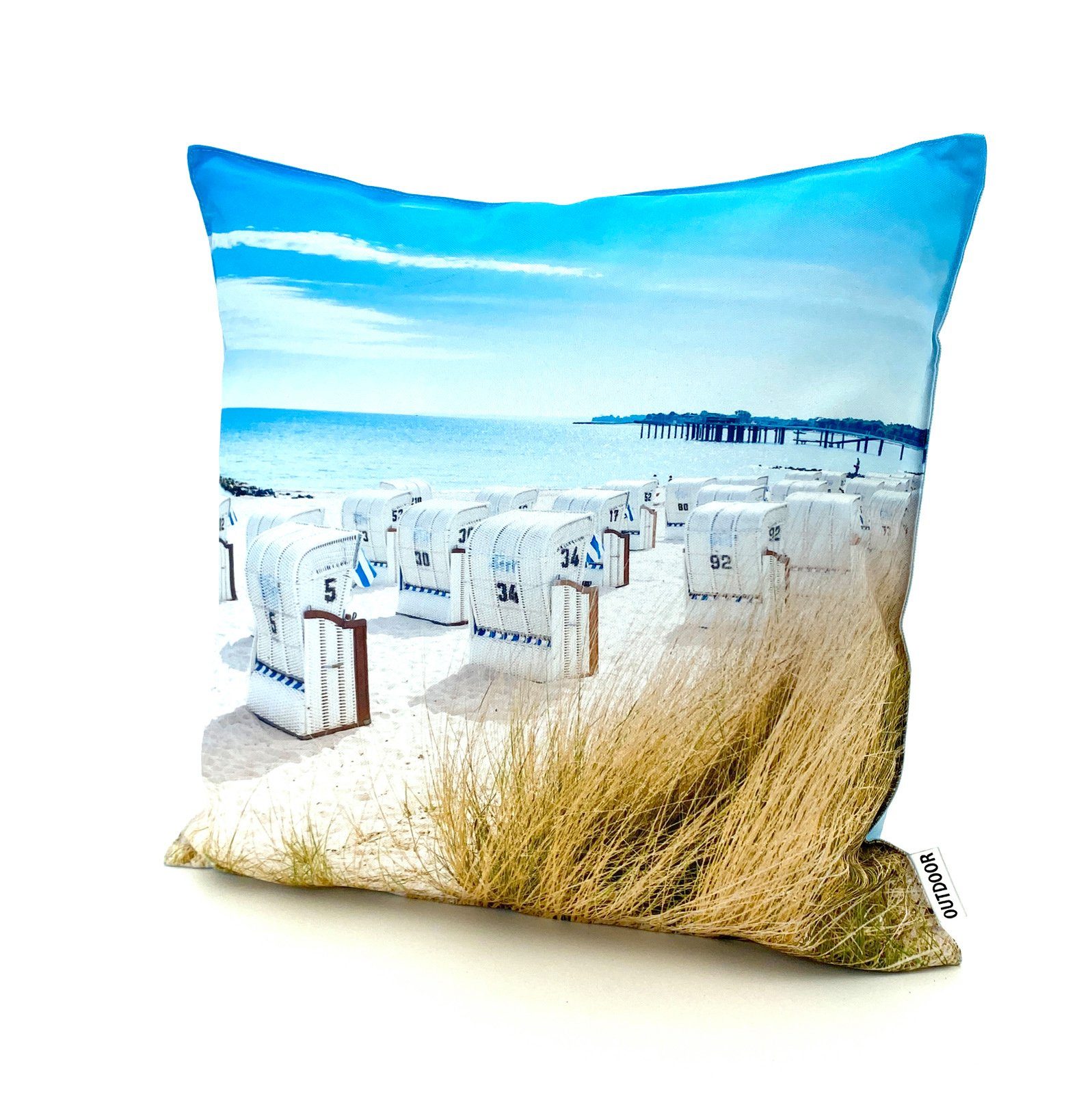 heimtexland Dekokissen Outdoorkissen 45x45 Outdoor Garten Deko Kissen, Lotus Effekt, schmutz- und wasserabweisend, inkl. Füllung