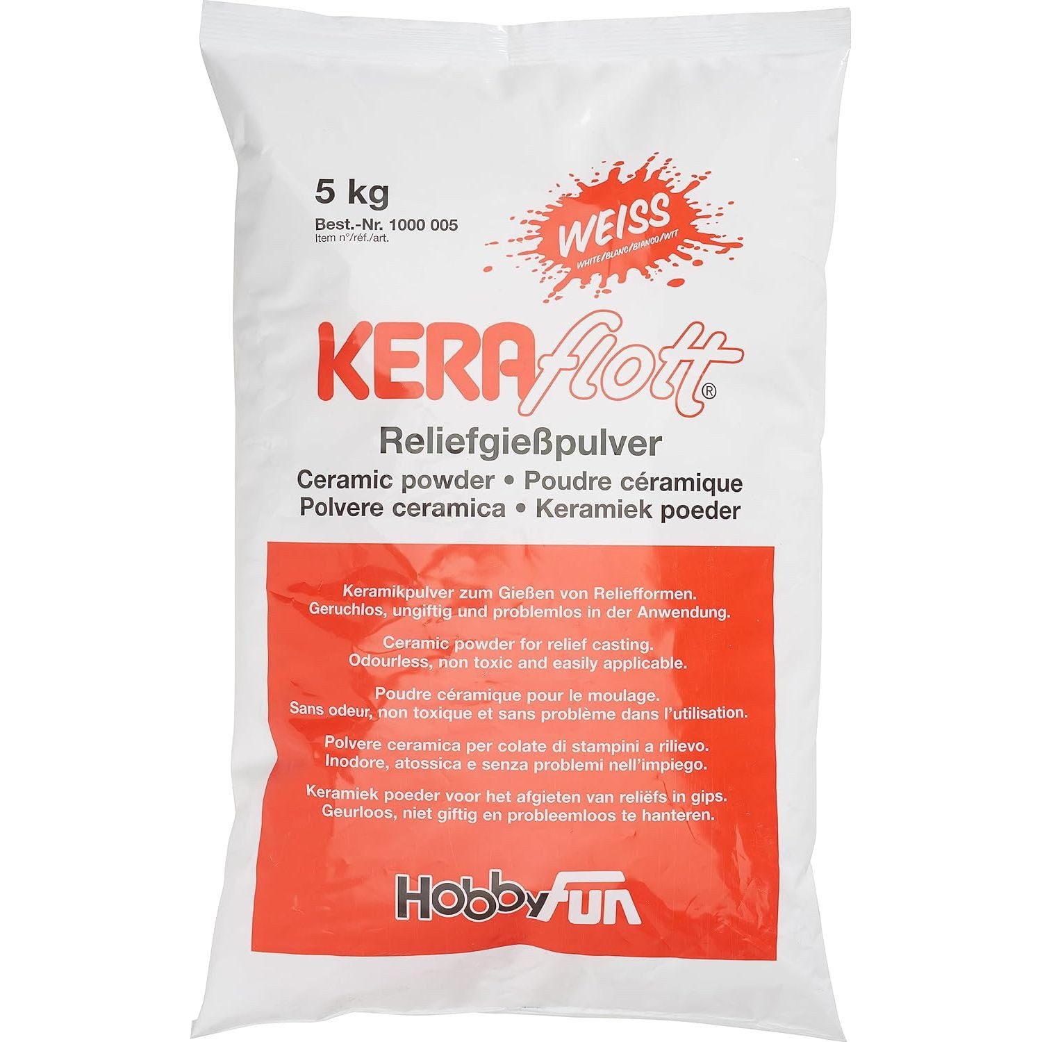 HobbyFun Глина HobbyFun Keraflott Gießmasse 5kg Btl., weiß