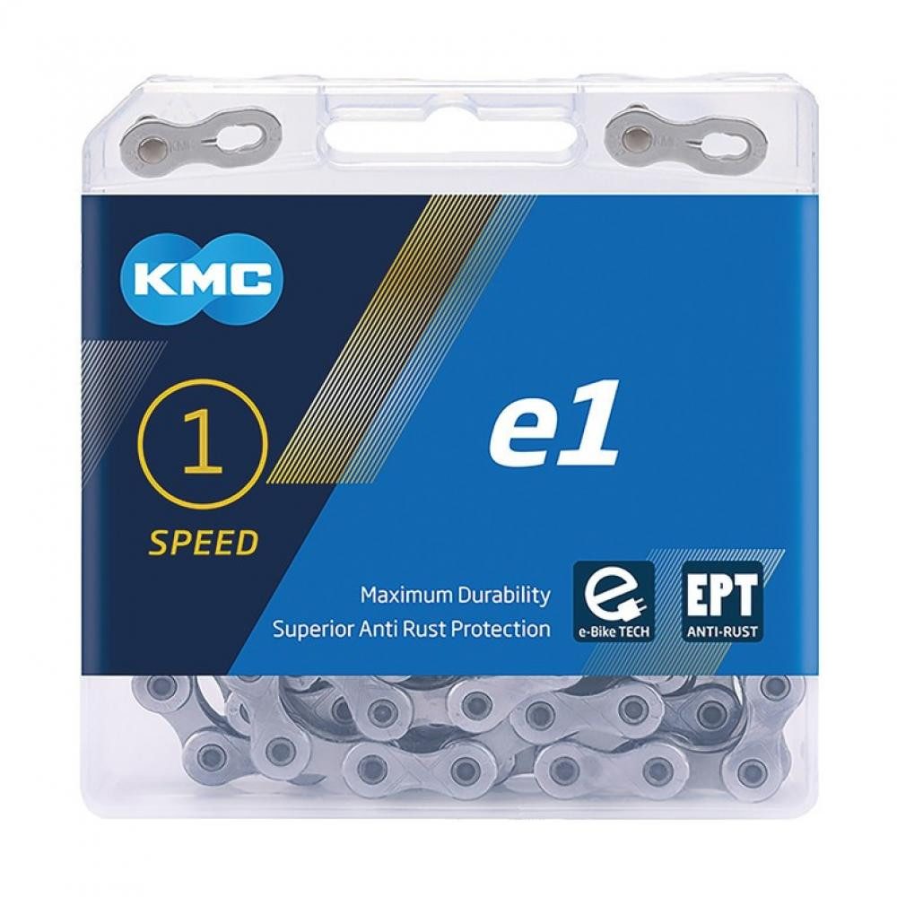 Fahrradkette KMC Kette e1 EPT 1-fach Kette - 110 Glieder 1/2x3/32 silber für E-Bike