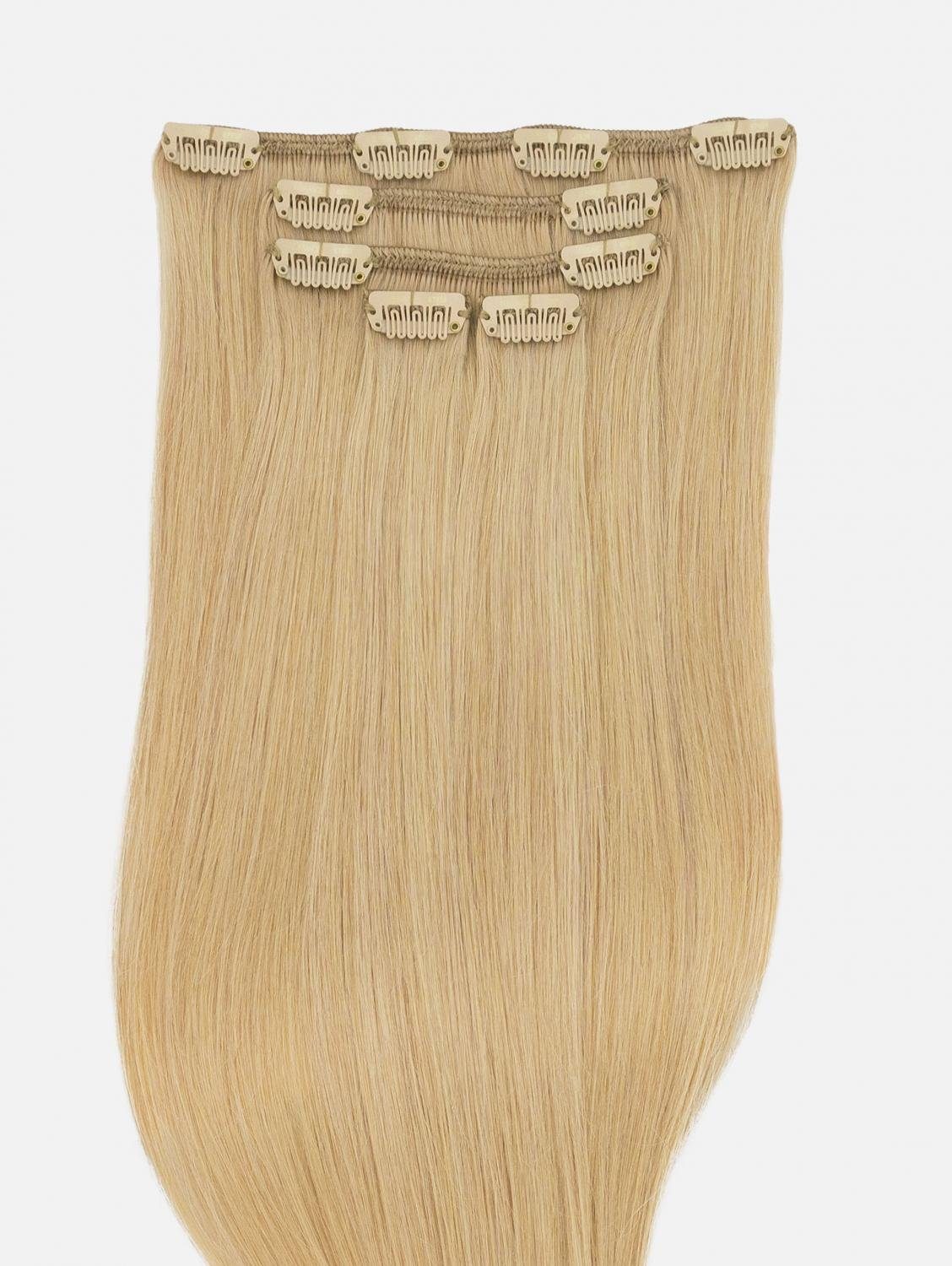 EH Blonde) Extensions 50cm, - #22 40cm, 5-teilig Clip-In Seidenglatt NATURAL - Echthaar Haarverlängerung Echthaar Echthaar-Extension (Sahara