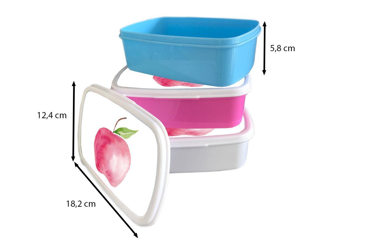 Apfel für MuchoWow Weiß, - Erwachsene, - Kinder und (2-tlg), und Jungs Mädchen Lunchbox Brotbox Brotdose, Kunststoff, für Obst