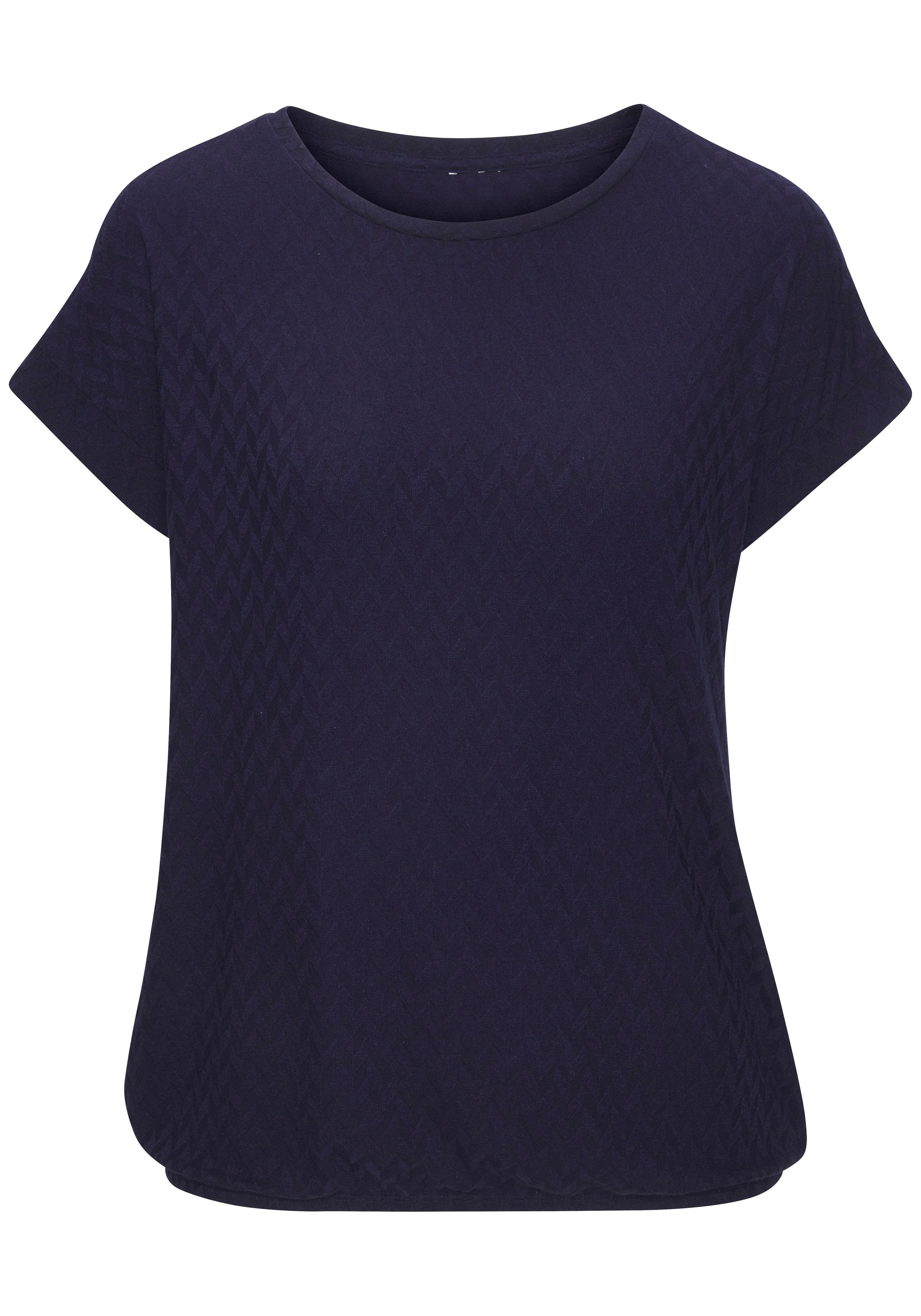 Vivance by Lascana Kurzarmshirt mit modischem Jacquard-Muster mit Gummizug im Bund – Bild 2 von 5