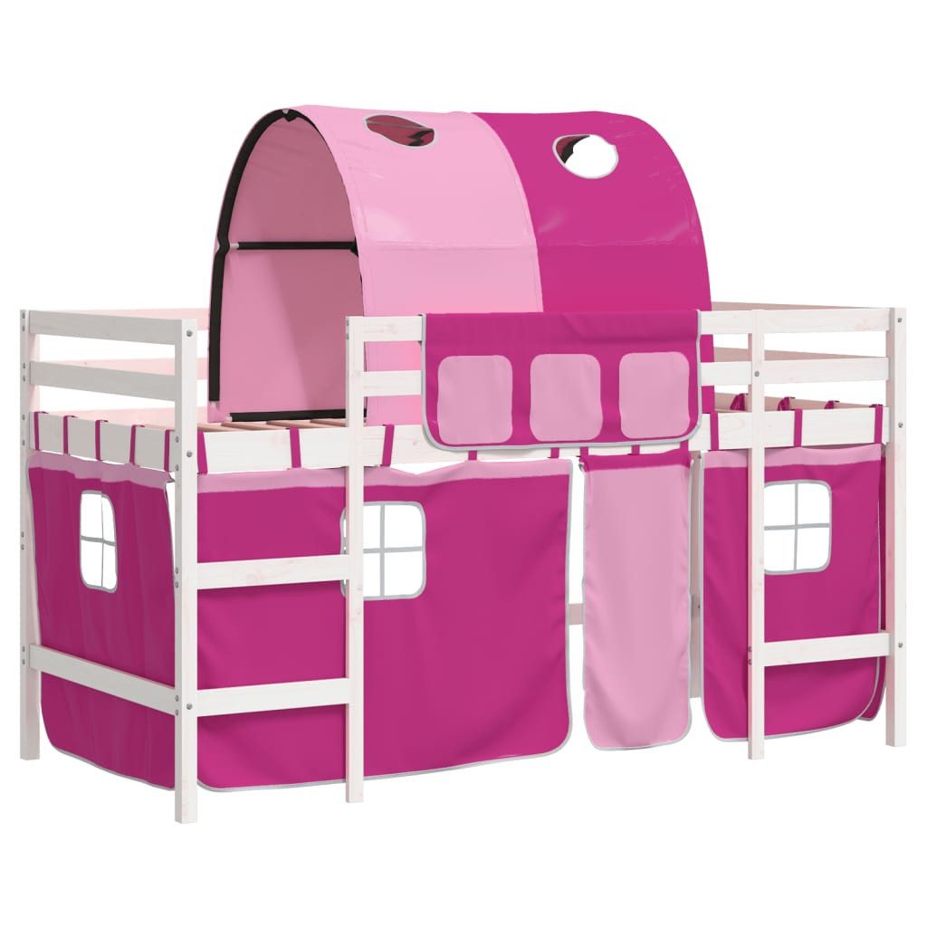 vidaXL Bett Kinderhochbett mit Tunnel Rosa günstig online kaufen