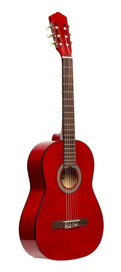 Stagg Konzertgitarre SCL50-RED 4/4 klassische Gitarre mit Lindendecke, rot