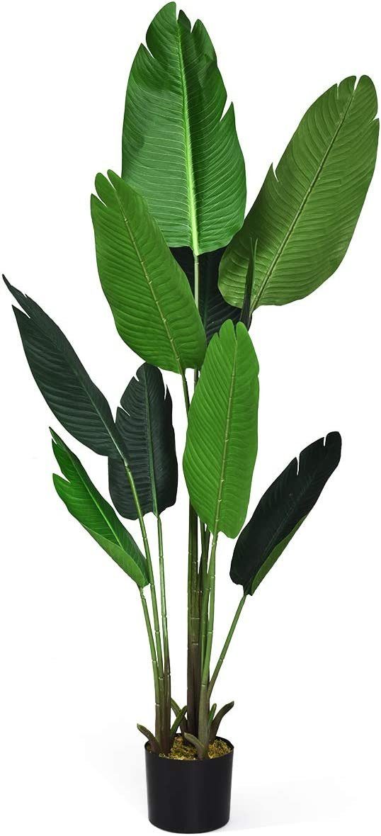 160 Großen Höhe cm, Kunstpflanze Höhe KOMFOTTEU, Stabilem 10 & mit 160cm Blättern, Topf Kunstbaum,