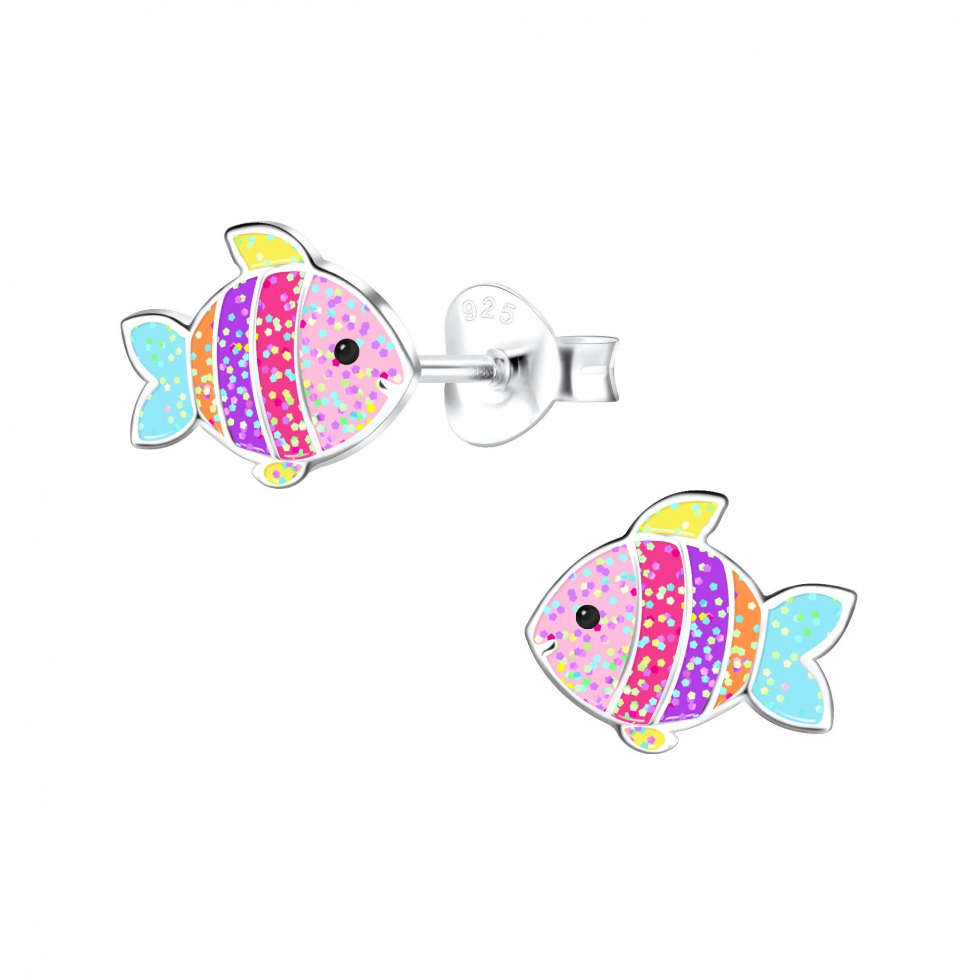 ALEXANDER YORK Paar Ohrstecker FISCH regenbogenfarben, 2-tlg., 925 Sterling Silber