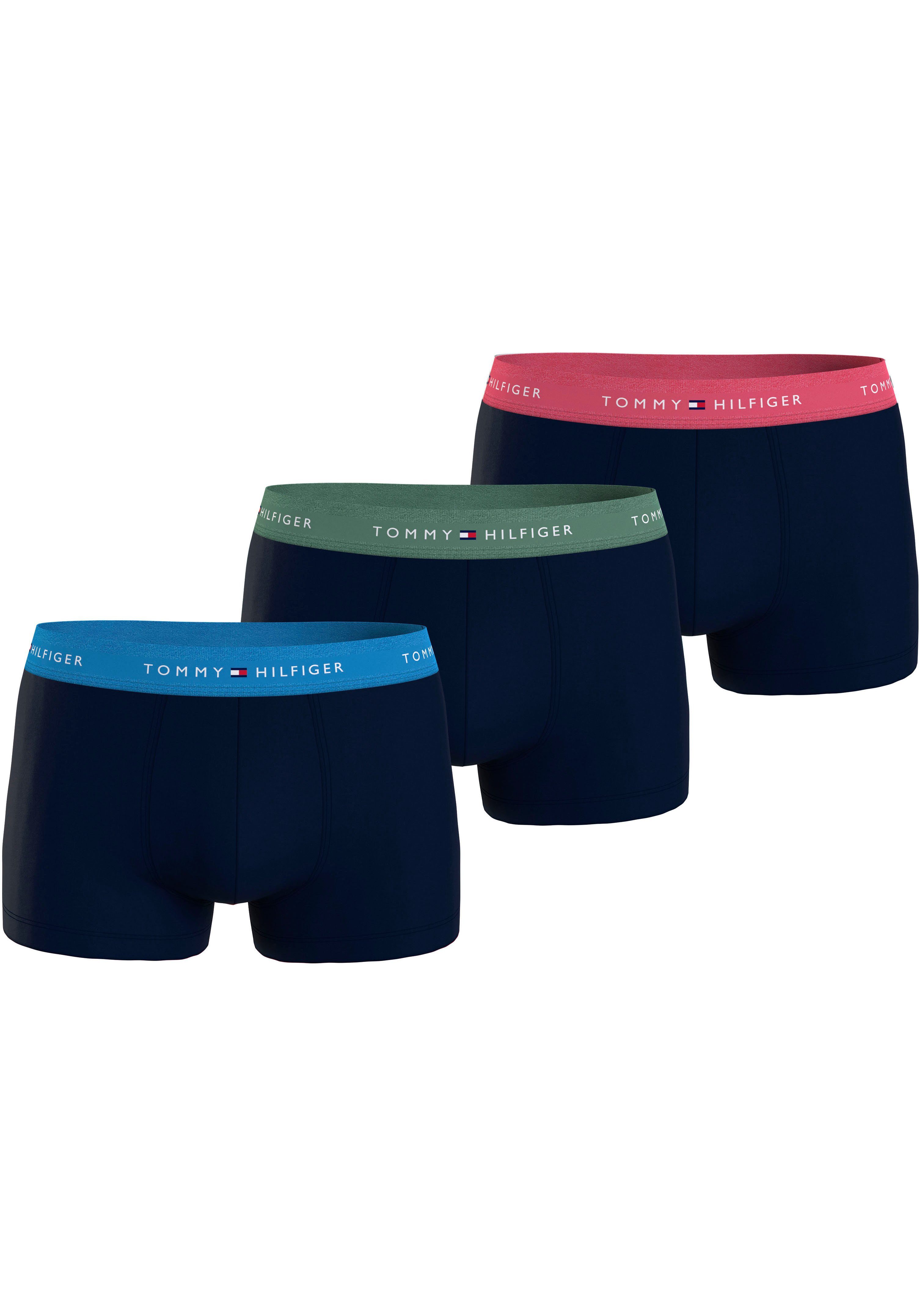 Tommy Hilfiger Underwear Trunk 3P WB TRUNK (Packung, 3-St., 3er-Pack) mit Logo-Elastikbund glam blue/central green/pink dawn