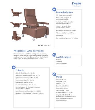 Devita Relaxsessel elektrischer Pflegesessel Relaxsessel Lutra easy Relax mit Rollen und Schiebegriff bis 120 kg, mit Wellenunterfederung, verschiedene Bezüge, versenbare Armlehnen, Kopfteil schwenkbar