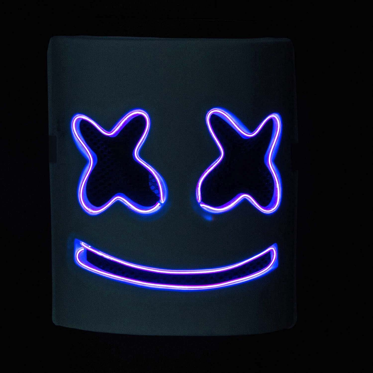 Goods+Gadgets Kostüm »Leuchtende Marshmallow Voll-Maske aus Latex«, DJ  Gesichtsmaske mit LEDs