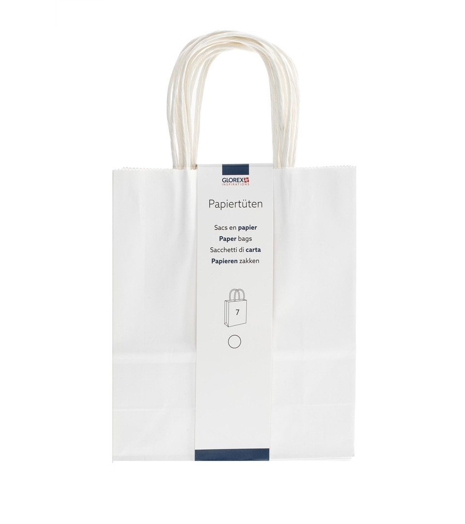 Glorex Geschenkpapier Glorex Papiertragetasche mit Kordelgriff weiß 7