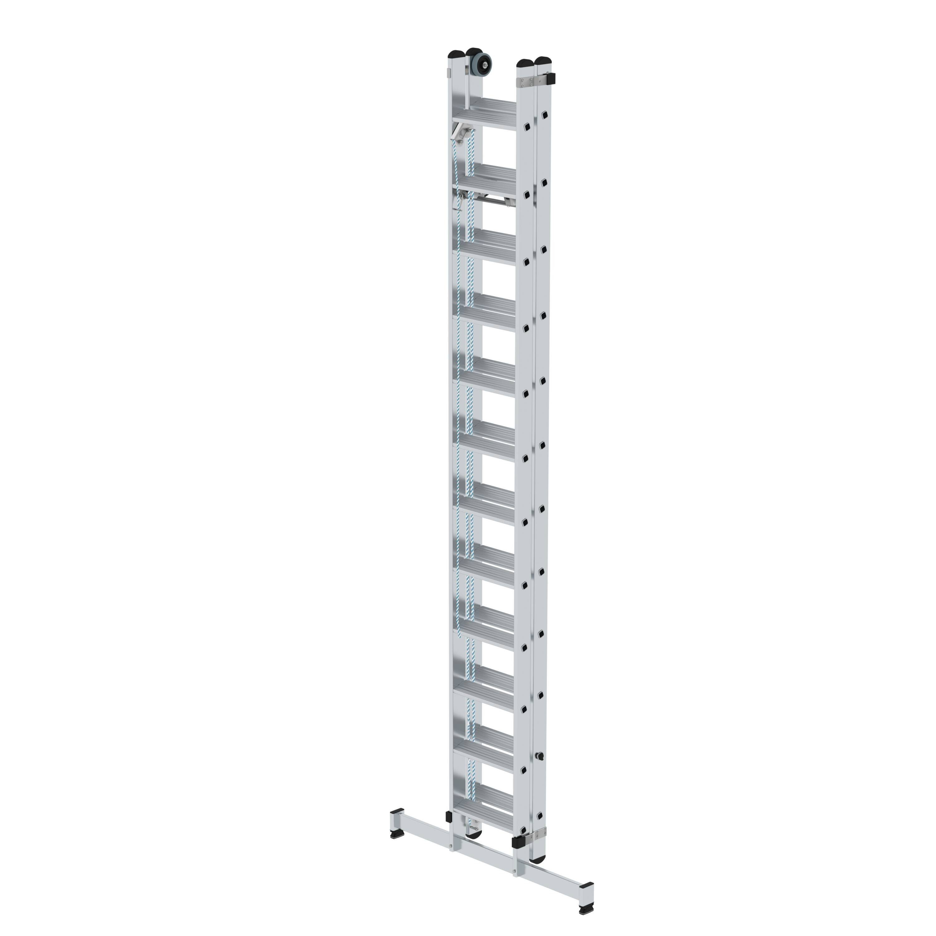 PROREGAL® Schiebeleiter Stufen-Seilzugleiter 2-teilig nivello® Traverse mit Stufen 2x12