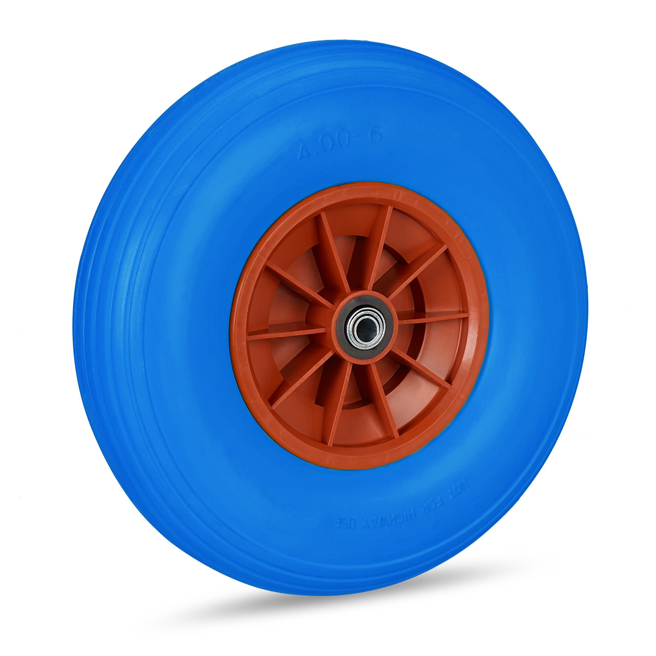 relaxdays Schubkarren-Rad Schubkarrenrad Vollgummi 4.00-6, Blau-Rot