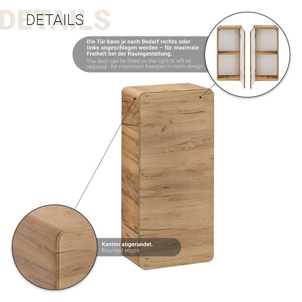 Lomadox Hängeschrank LUTON-56-CRAFT Badezimmer, Wotan Eiche Nb. Nb., B/H/T günstig online kaufen