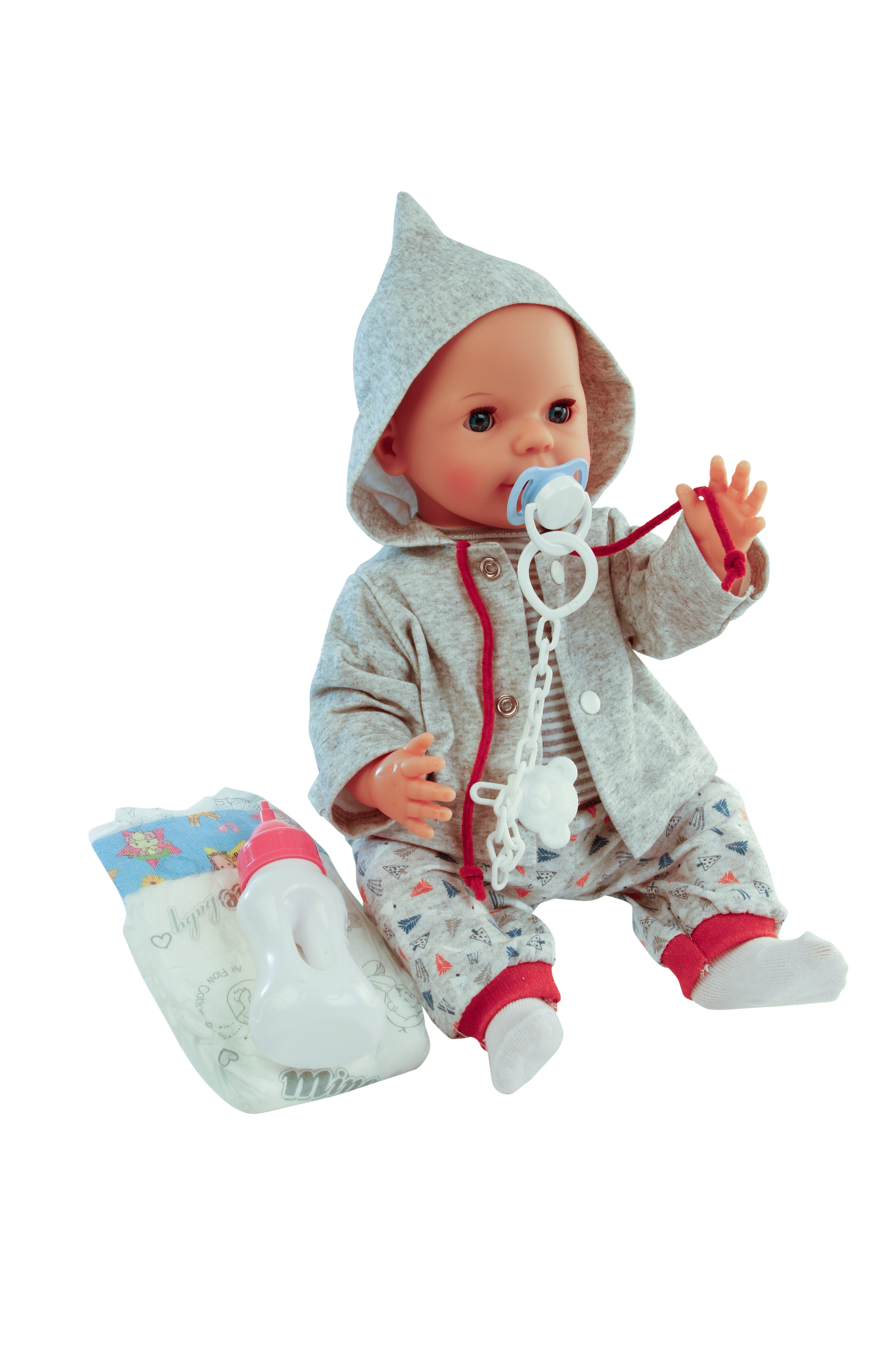 Stoffpuppe Schildkröt Puppe Finn (Trink + Näßbaby, Gr. 40cm, + Kleidung, Zubehör)