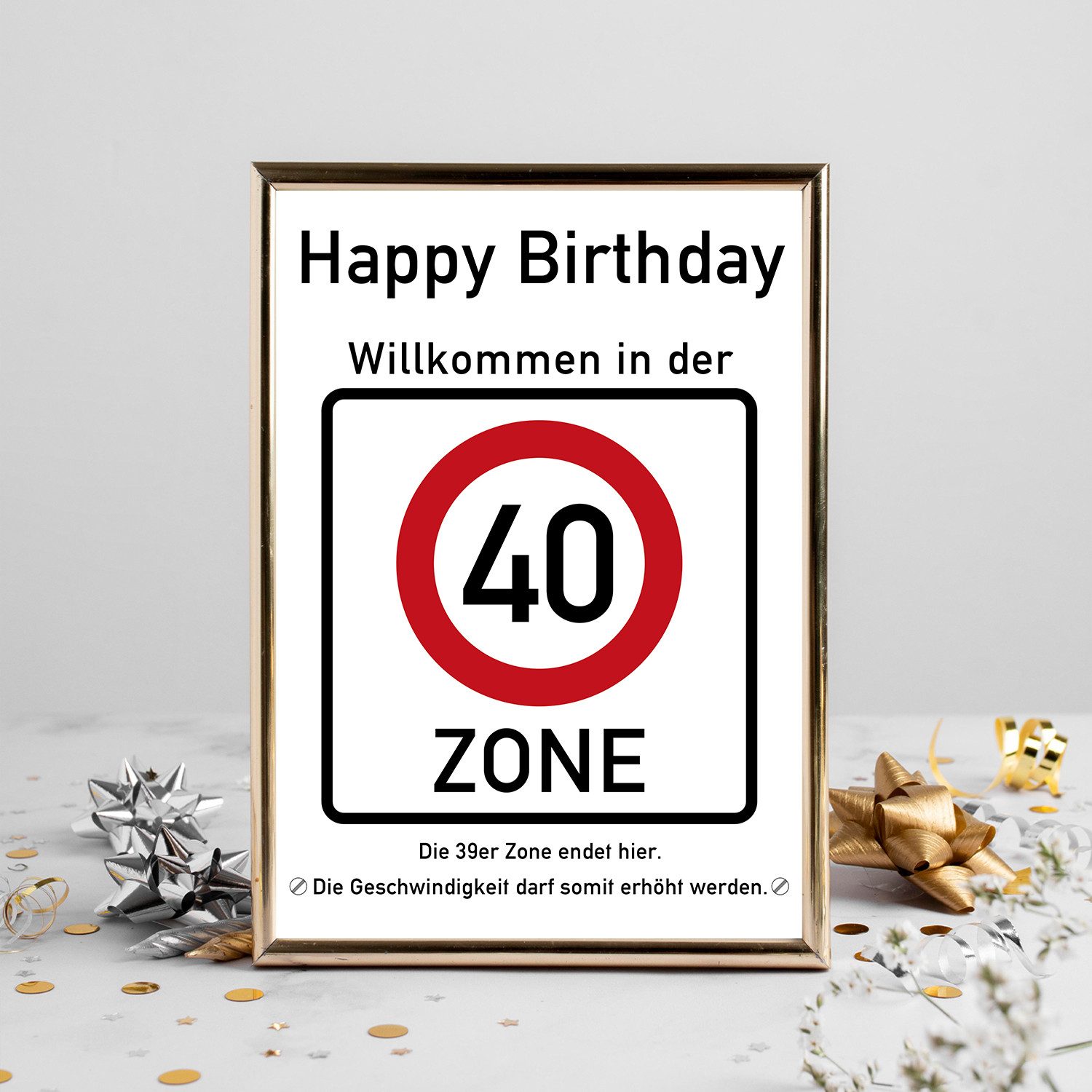 Tigerlino Poster 40. Geburtstag Geschenk Verkehrszeichen Karte Happy Birthday Deko Bild – Bild 4 von 5