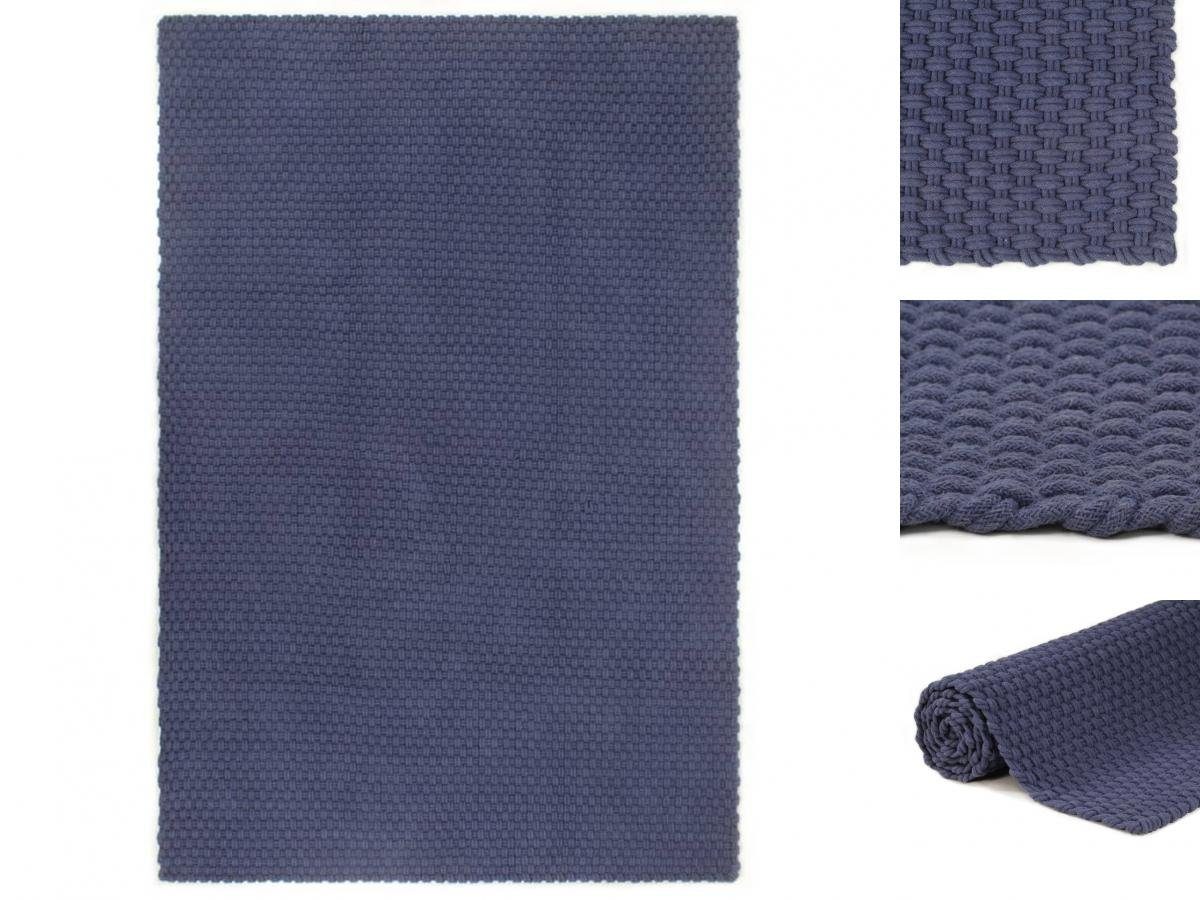 Teppich Teppich Rechteckig Marineblau 200x300 cm Baumwolle, vidaXL, Höhe: 0 mm
