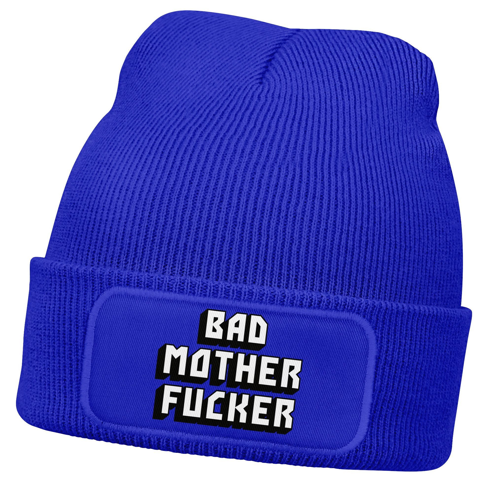 Beanie Herren Beanie mit Patch Strickmütze mit Design Spruch Bad