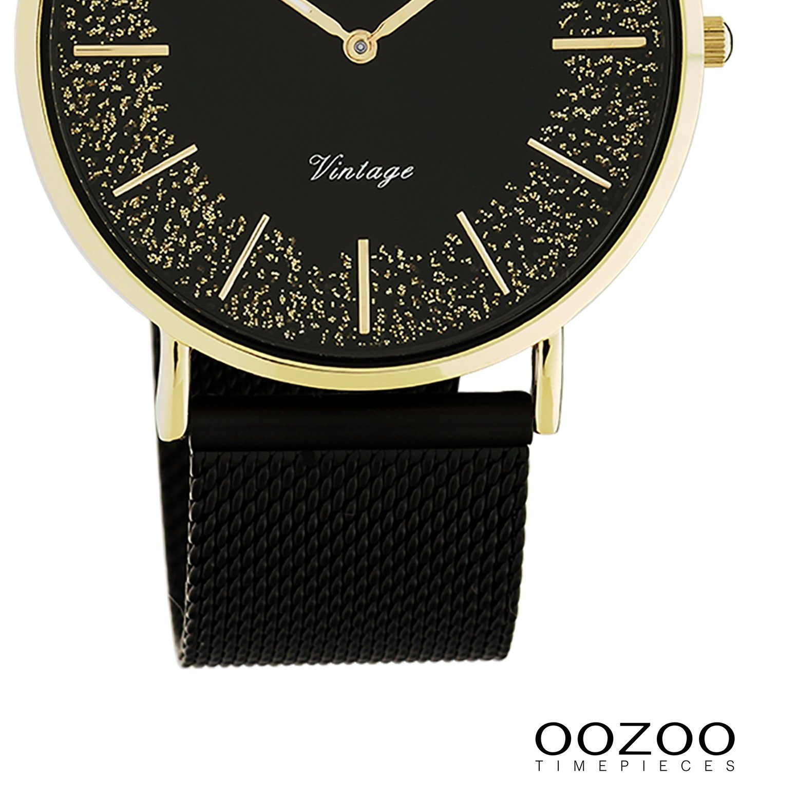 OOZOO Quarzuhr Oozoo Damen Armbanduhr Vintage Series, (Analoguhr), Damenuhr rund, groß (ca. 40mm) Metall, Mesharmband, Casual-Style