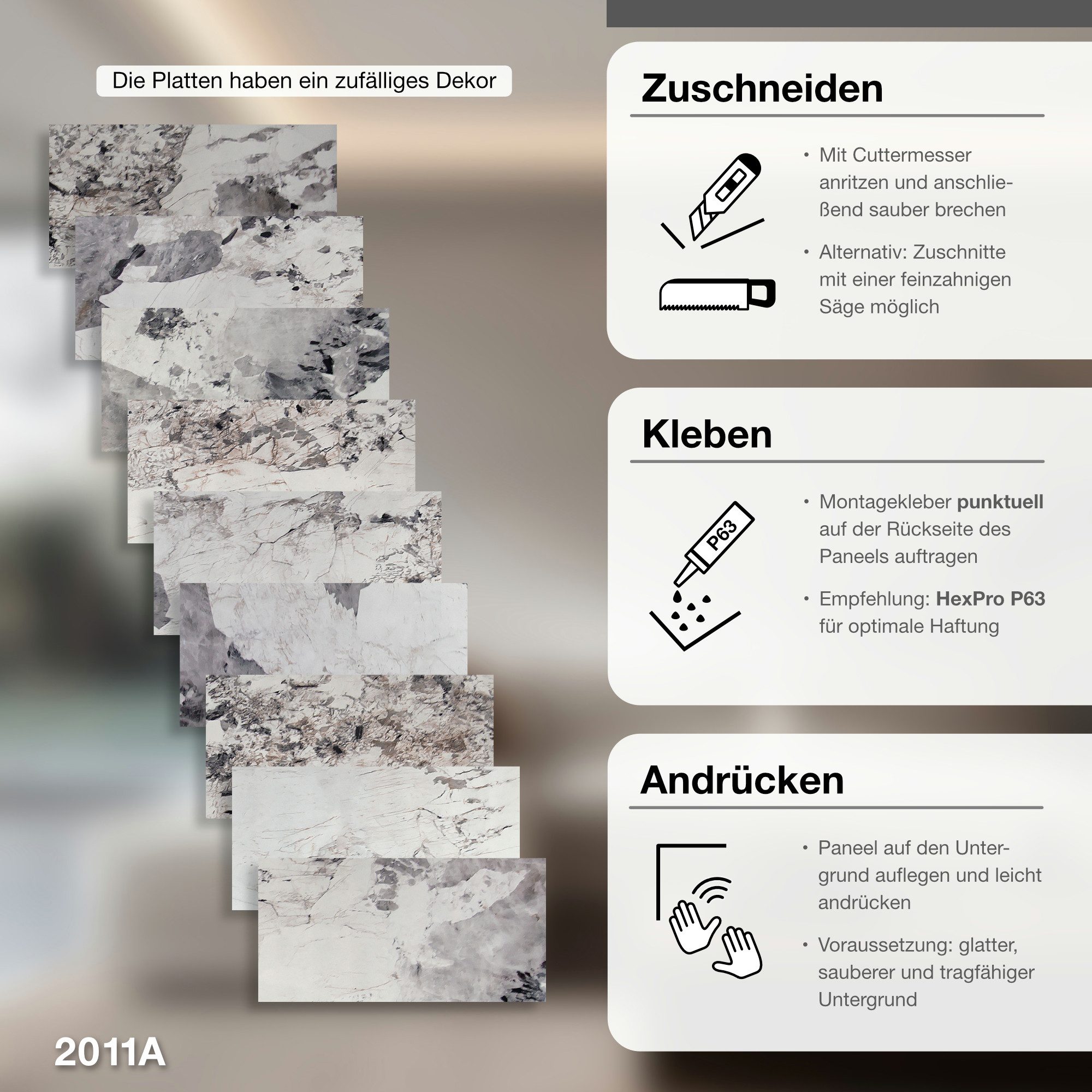 Hexim Wandpaneel, (Marmoroptik 9 Stück 78x39cm günstig online kaufen