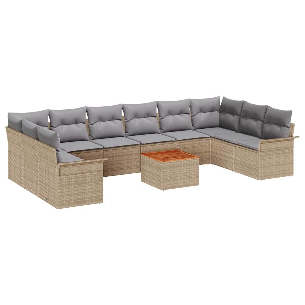 vidaXL Loungesofa Gartensofa-set 11 pcs Beige und Hellgrau Poly-Rattan, 11 Teile