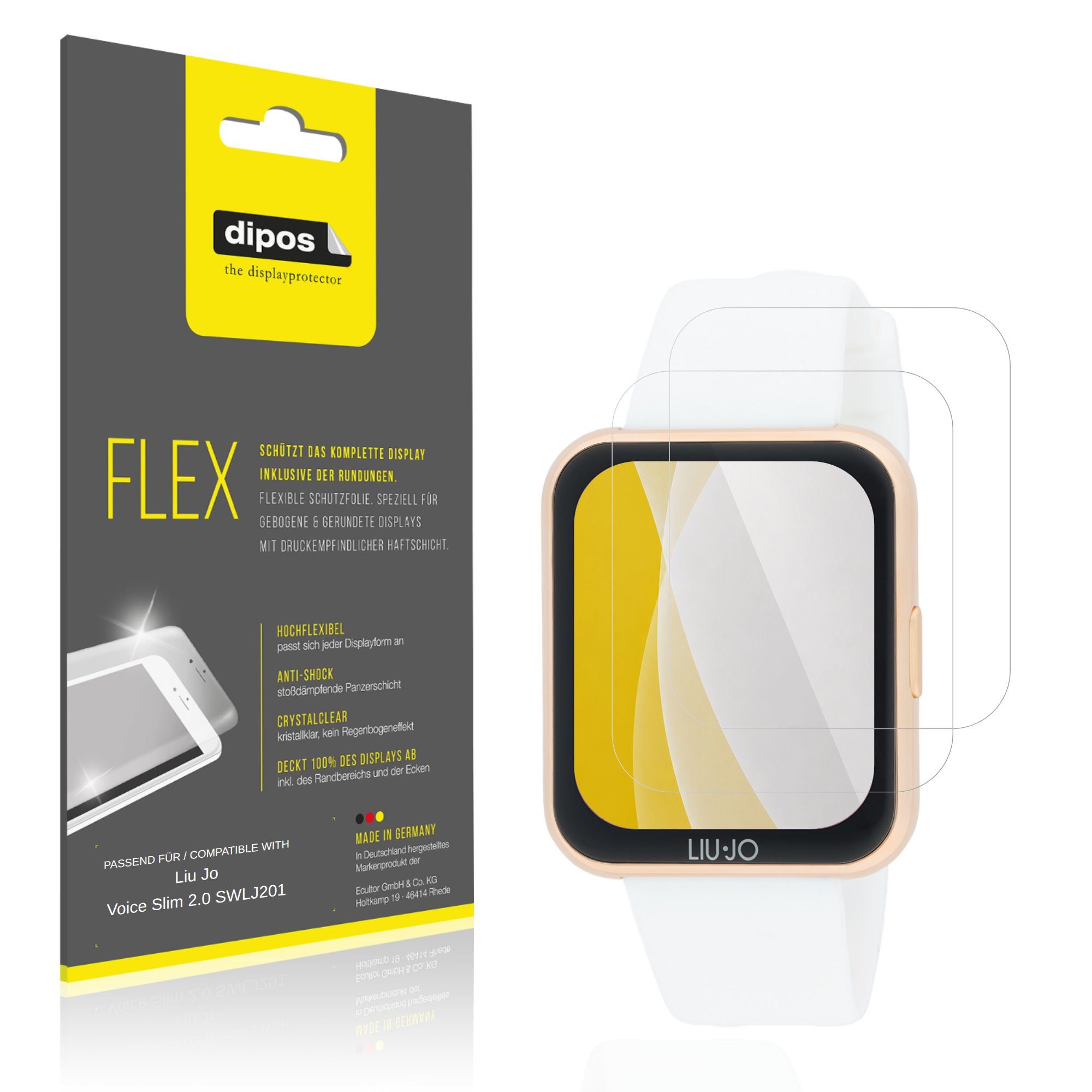 dipos Displayschutzfolie Schutzfolie für Liu Jo Voice Slim 2.0 SWLJ201, 2 Stück, Displayschutz Schutz Folie Made in Germany