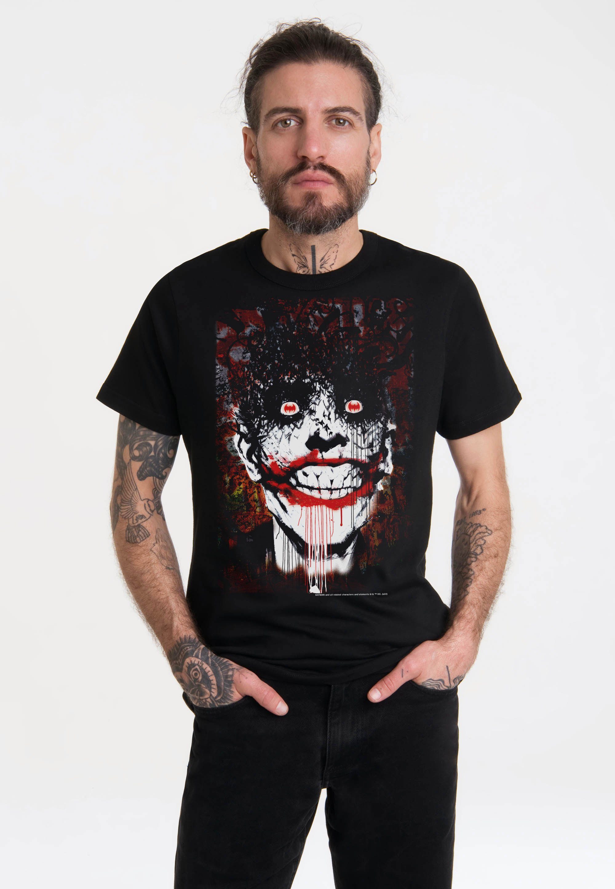 LOGOSHIRT T-Shirt Batman - Joker Bats Graffiti mit coolem Superschurken-Print