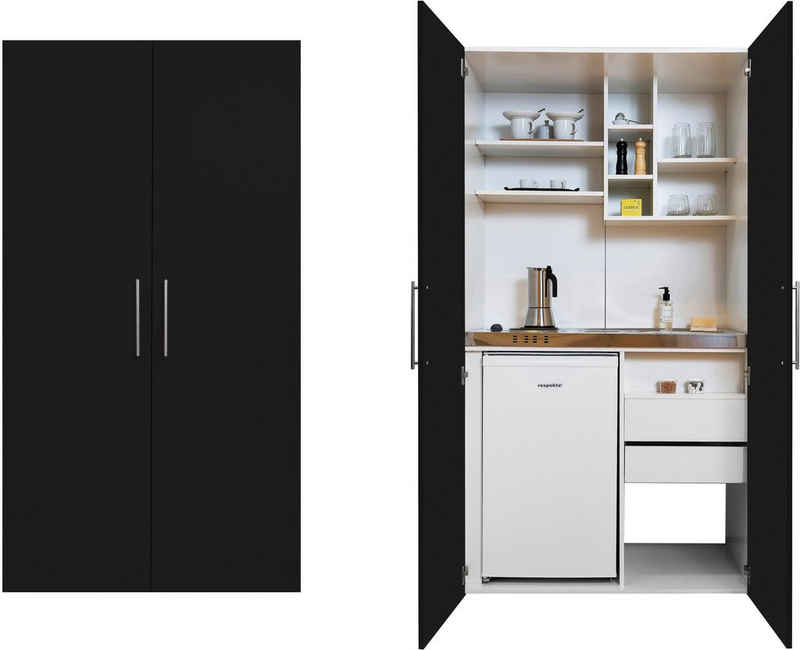 RESPEKTA Miniküche mit Kochplatten und Kühlschrank