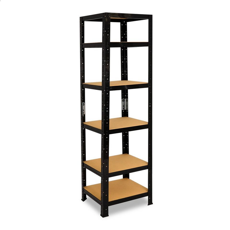 shelfplaza Schwerlastregal BLACK, 200x40x40cm, Metallregal schwarz mit 6  Böden je 145kg Tragkraft, Steckregal als Lagerregal, Büroregal &  Lastenregal, Regal Metall schwarz