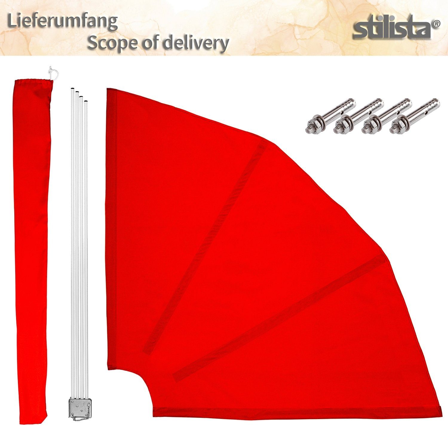 Farb- Sonnenschutz, Schutzhülle, Setwahl Wandhalterung, und inkl. Rot Balkonsichtschutz mit STILISTA Balkonfächer (1-tlg), klappbar Sonnensegel