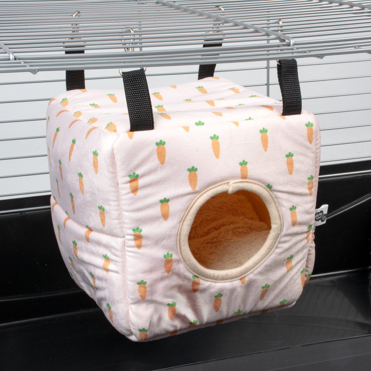 DUVO+ Nagerhaus Hängehaus Cube Carrot aus Plüsch weiß