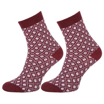 Sarcia.eu Haussocken Socken für Damen, braun-bordeauxrot - 3 Paar
