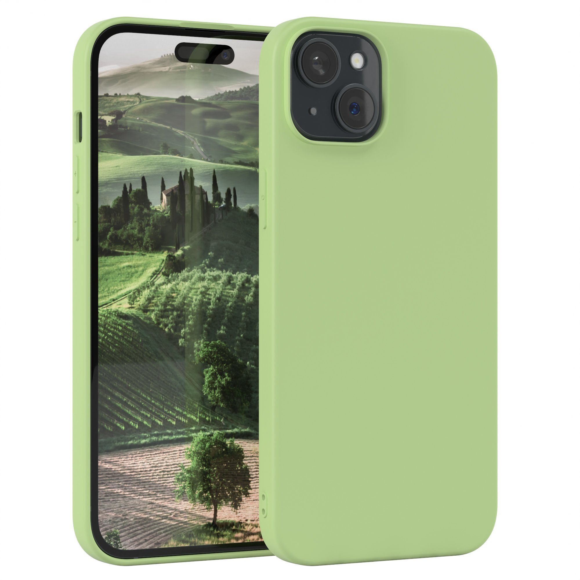 EAZY CASE Handyhülle TPU Hülle für Apple iPhone 15 Plus 6,7 Zoll, Smart Slimcover Matt Silikon Schutzhülle mit Kameraschutz tpu Grün