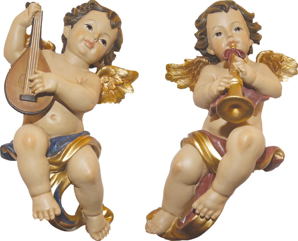 FADEDA Engelfigur 2x FADEDA Wandengel musizierend, Höhe in cm: 33