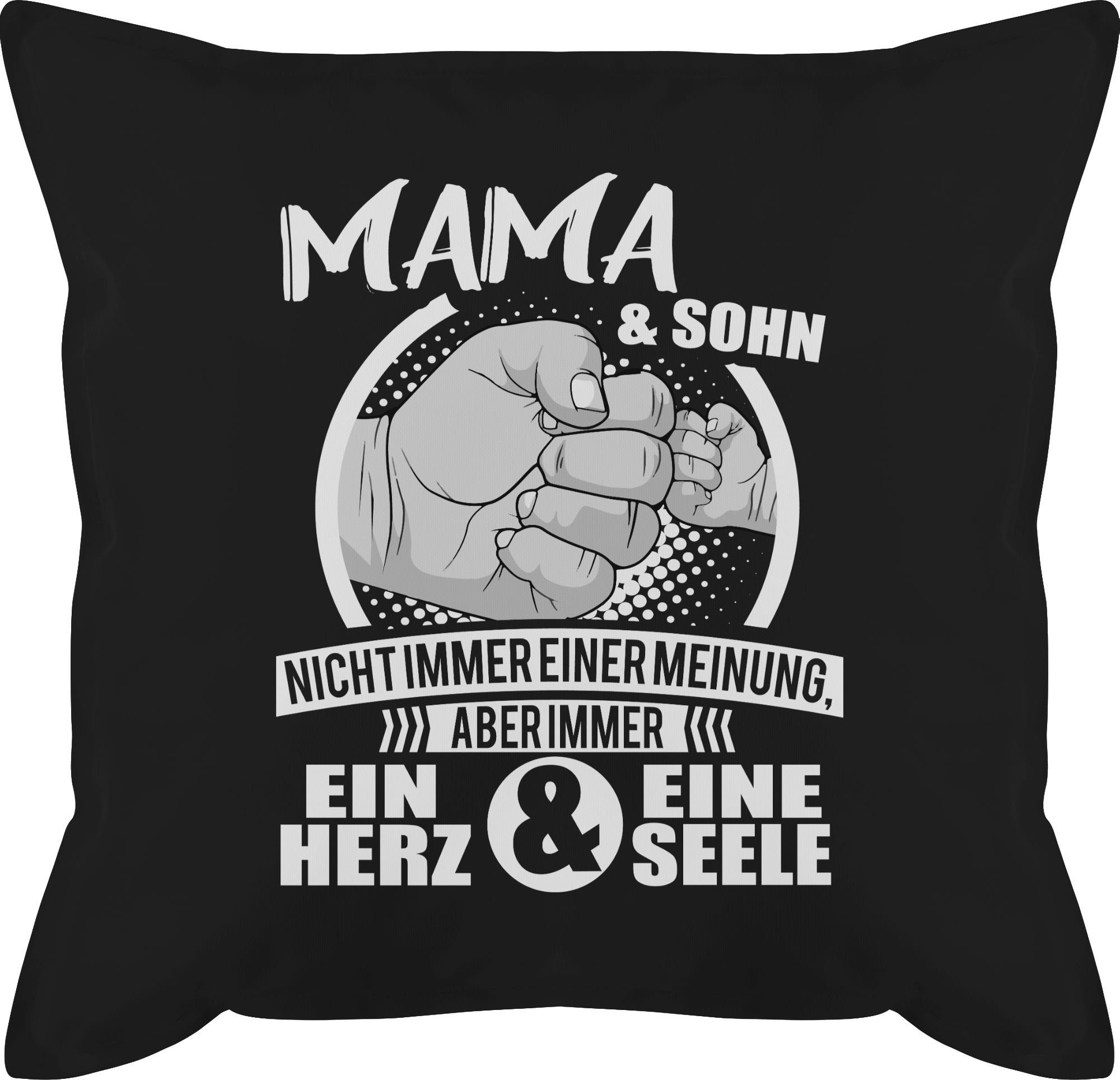 Shirtracer Dekokissen Mama & Sohn Immer ein Herz & eine Seele, Muttertagsgeschenk 2 Schwarz