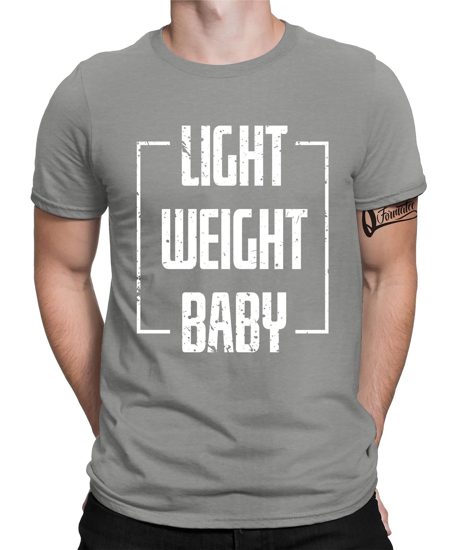 Quattro Formatee Kurzarmshirt Light Weight Herren T-Shirt (1-tlg) Gym Grau Fitness Heather Baby Workout 