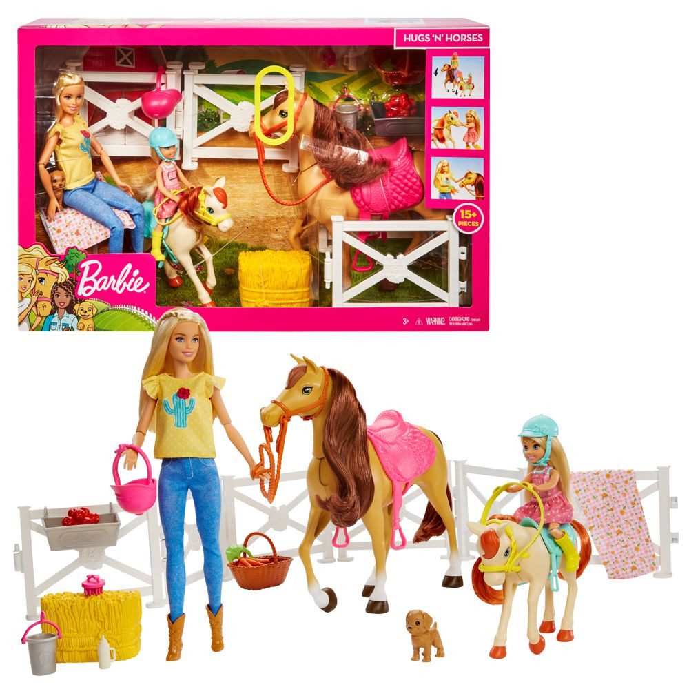 Barbie Anziehpuppe Barbie Reitspaß Mattel FXH15 Spiel-Set mit Puppen, Pferd und Pony