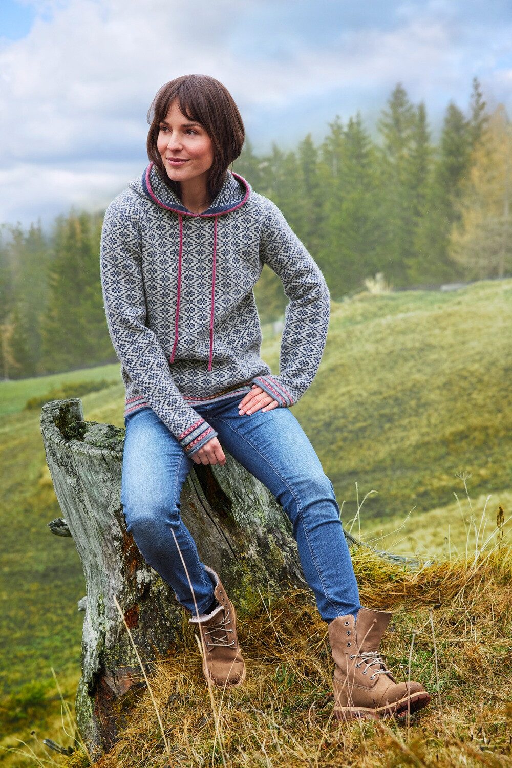 Reitmayer Strickpullover Jacquard-Kapuzenpullover