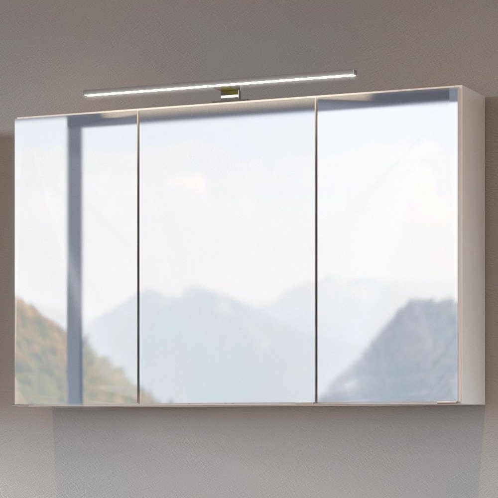 Lomadox Spiegelschrank ARLON-03 Badmöbel LED 100 cm weiß BxHxT 100x64x20 cm | Spiegelschränke