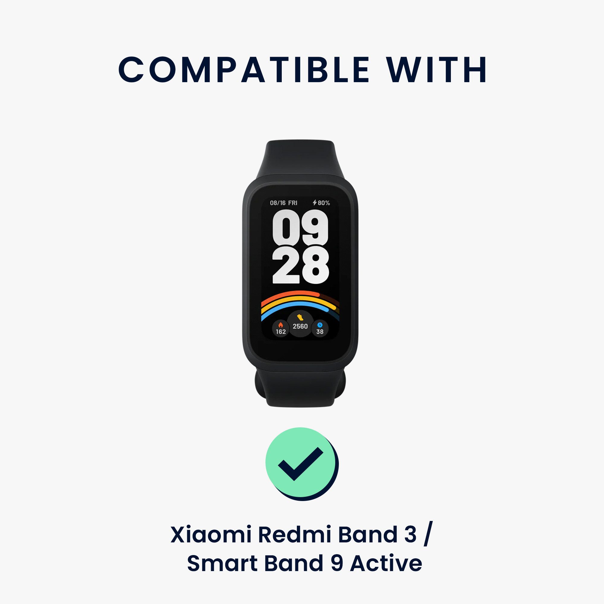 kwmobile Ersatzarmband für Xiaomi Redmi Band 3 / Smart Band 9 Active Armband Smartwatch, 1-tlg., Fitnesstracker Silikon Band mit Magnetverschluss