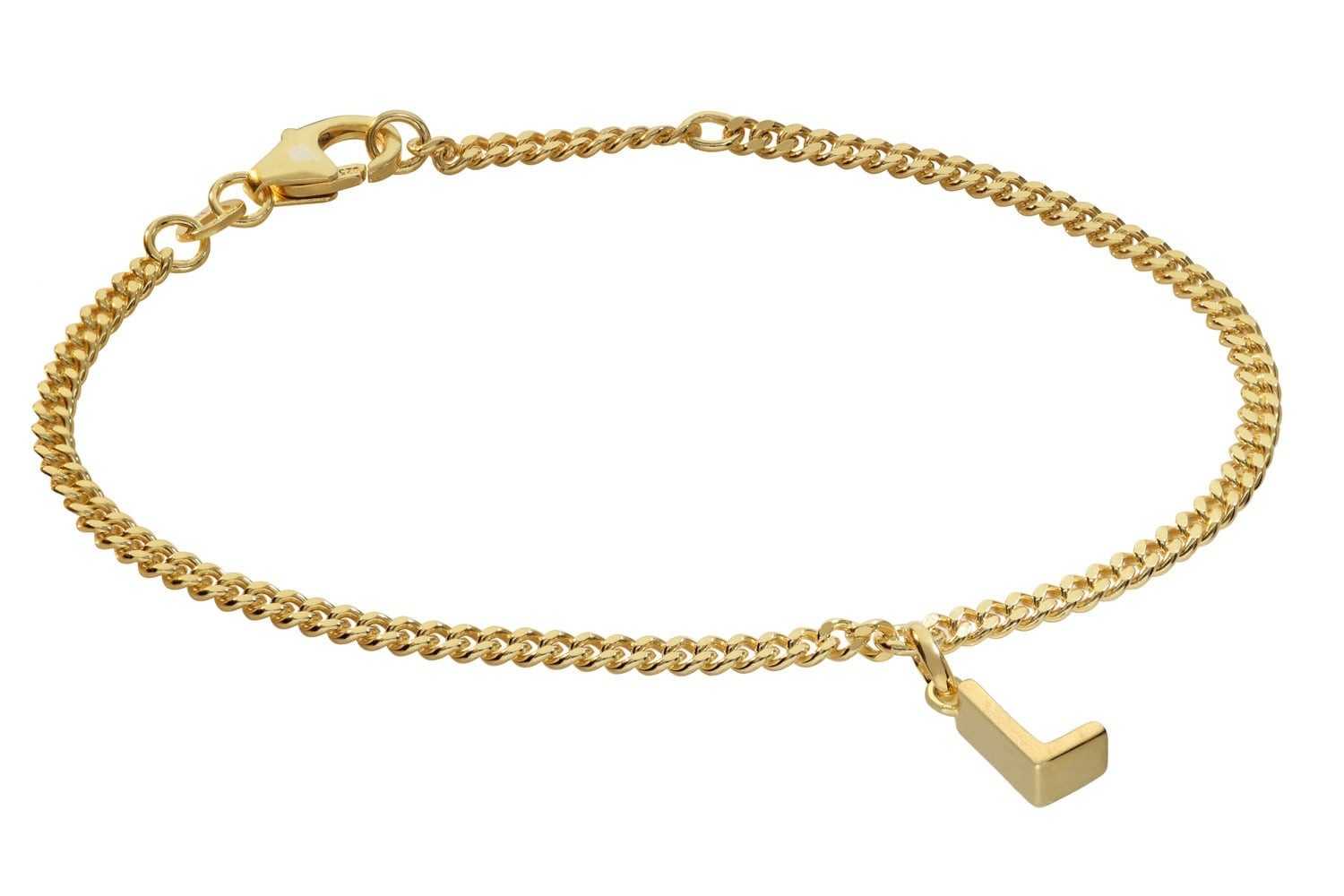 trendor Silberarmband 21602-L, Mädchen mit Buchstabe L 925 Silber Vergoldet
