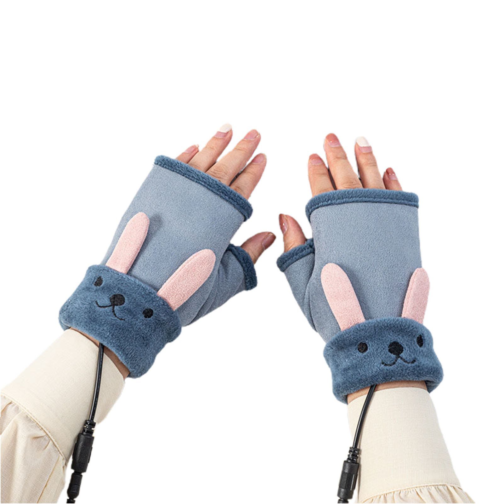 Fingerlose Handschuhe Verdicken Fleecehandschuhe Blau Heizung Blusmart Plüsch Winter Beheizte