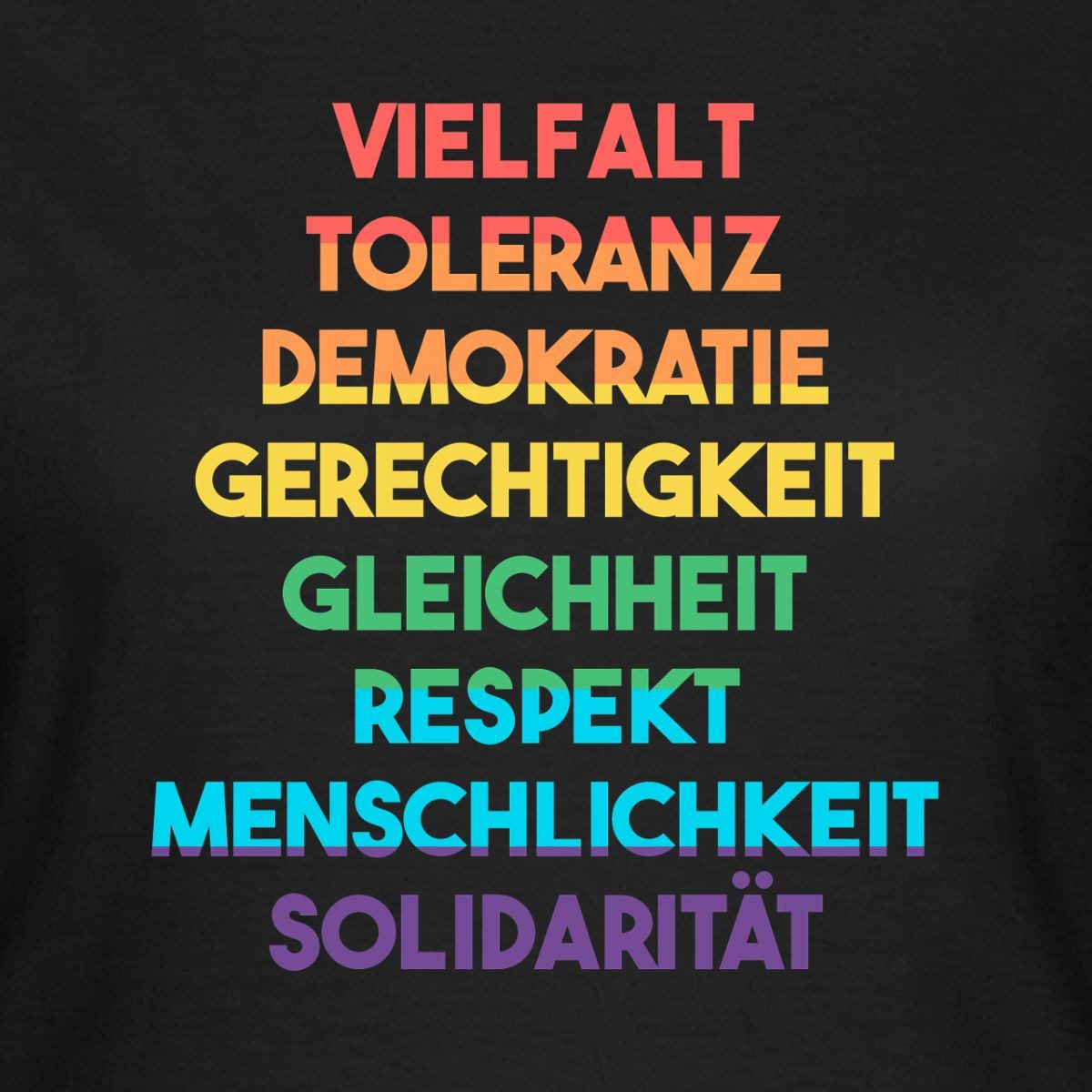 Spreadshirt T-Shirt Demokratie Vielfalt Toleranz Respekt Regenbogen Frauen T-Shirt (1-tlg) Slim Fit, fällt klein aus