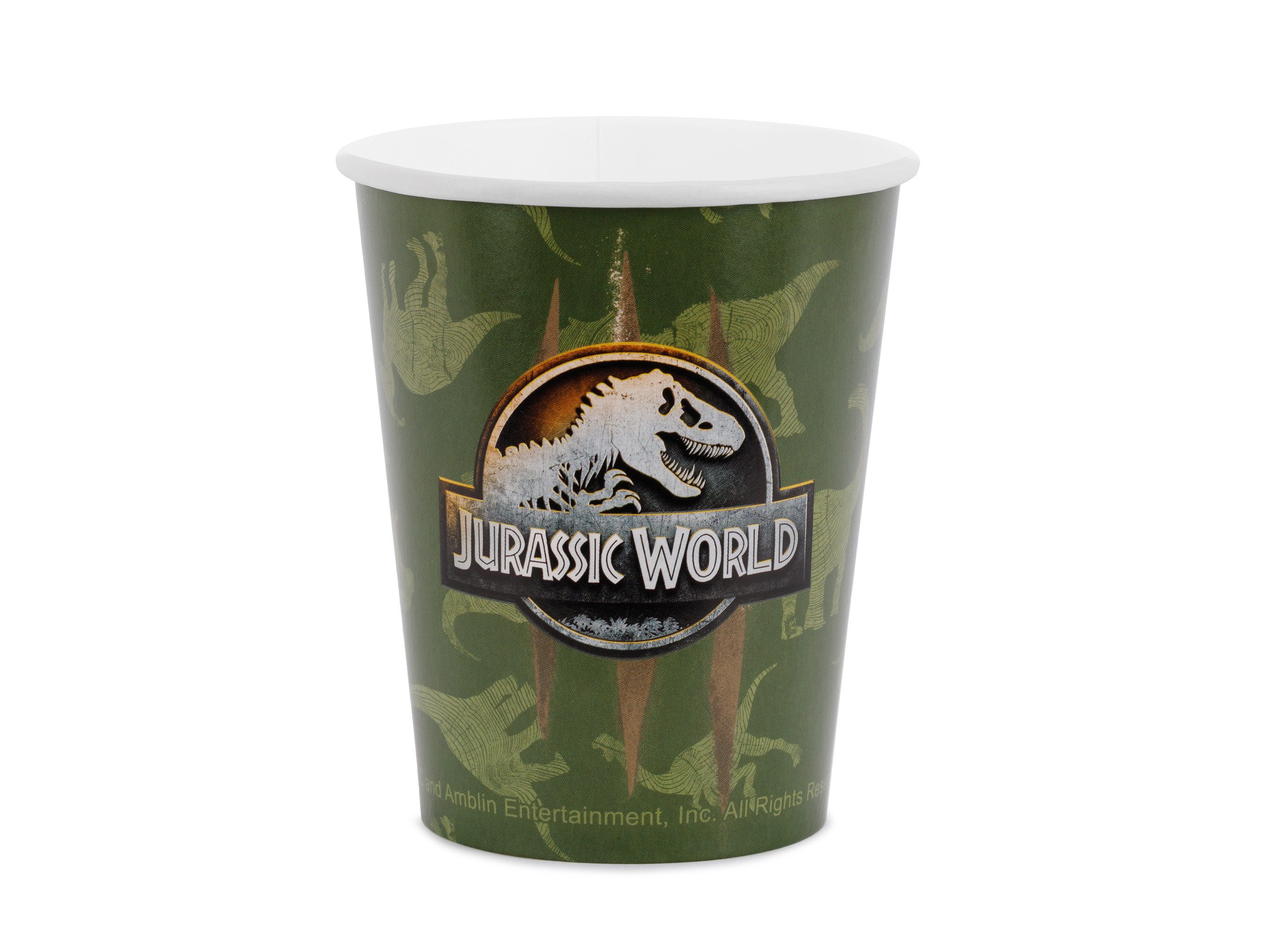 partydeco Becher, Papier, Pappbecher 250ml Jurassic World 6er Set mit Saurier Motiv Grün Braun