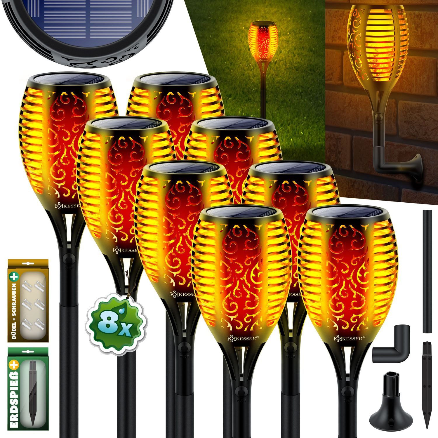 KESSER LED Gartenleuchte, Gartenfackel Solar Set günstig online kaufen
