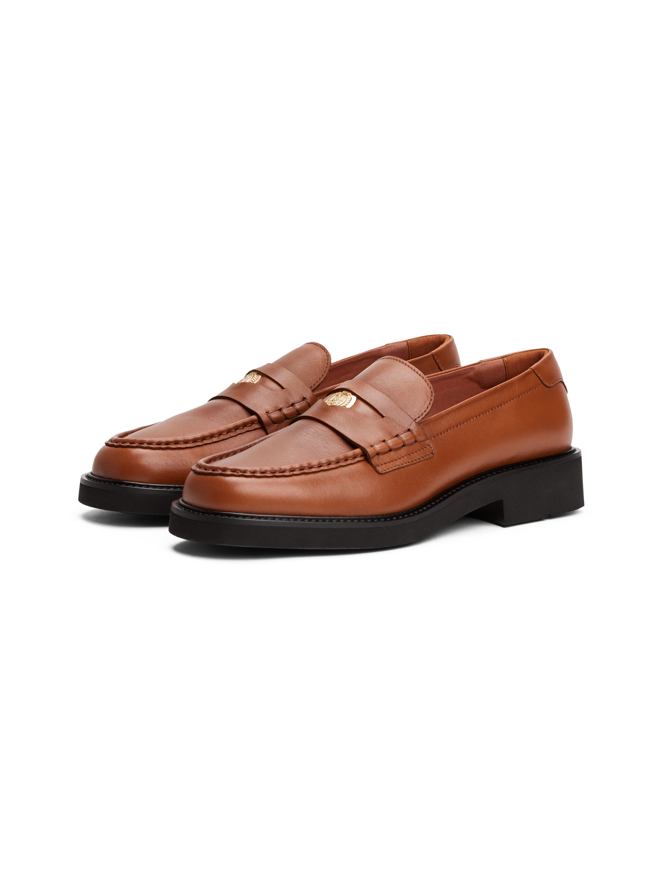 Tommy Hilfiger CREST SQUARISH TOE PENNY LOAFER Loafer, Blockabsatz, Slipper günstig online kaufen