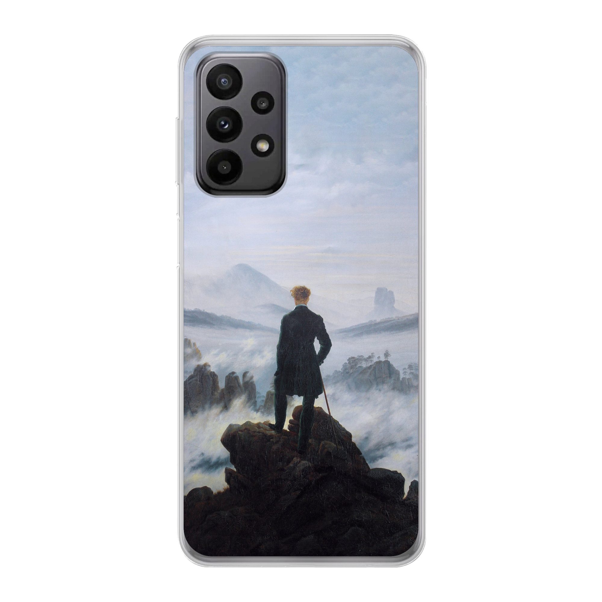 MuchoWow Handyhülle für Samsung Galaxy A23 5G Der Wanderer über dem Nebelmeer - Caspar Dav, Smartphone-Bumper, Print, Handy Schutzhülle Dünn